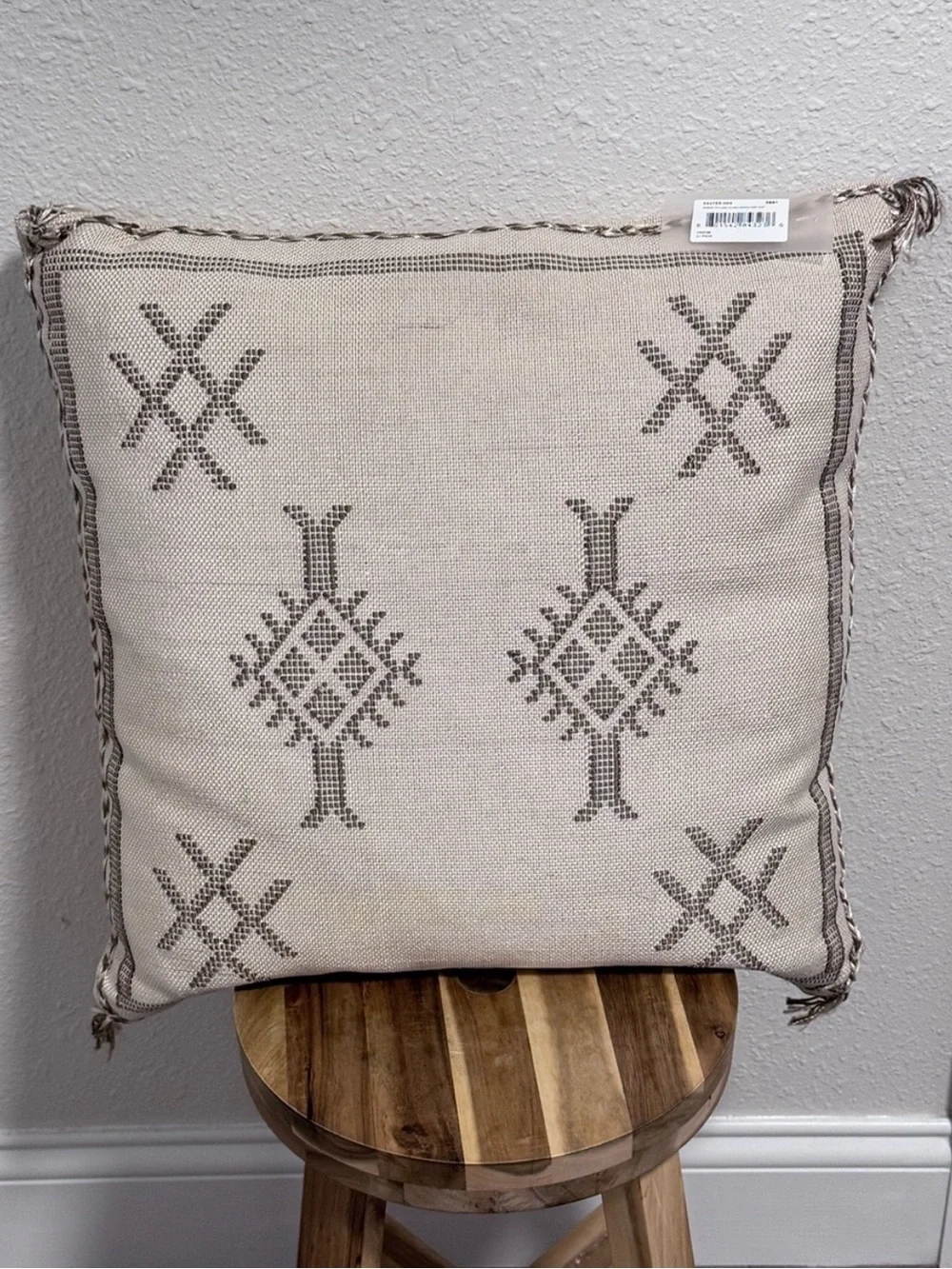 NWT Four Hands Studio Sabra Pillow Khaki Stitch 20x20 Boho